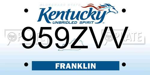 959ZVV Kentucky License Plate