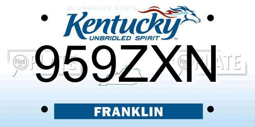 959ZXN Kentucky License Plate