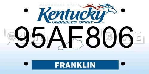 95AF806 Kentucky License Plate