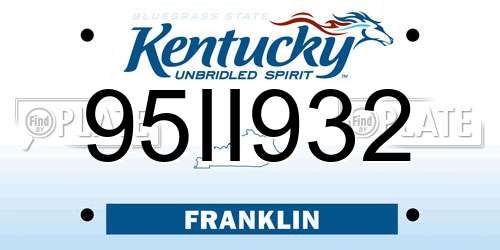 95II932 Kentucky License Plate