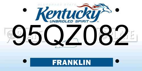 95QZ082 Kentucky License Plate
