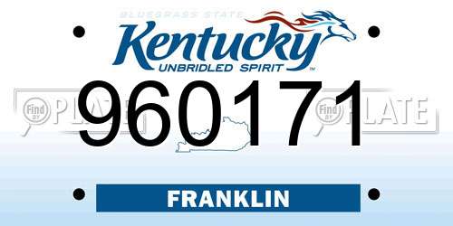 960171 Kentucky License Plate