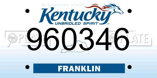 960346 Kentucky License Plate