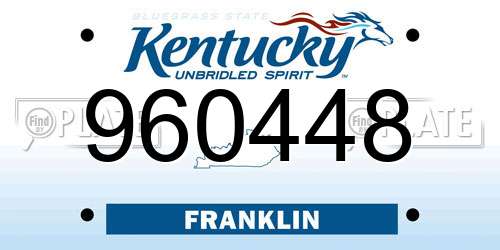 960448 Kentucky License Plate