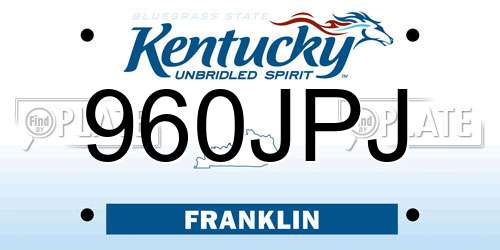 960JPJ Kentucky License Plate