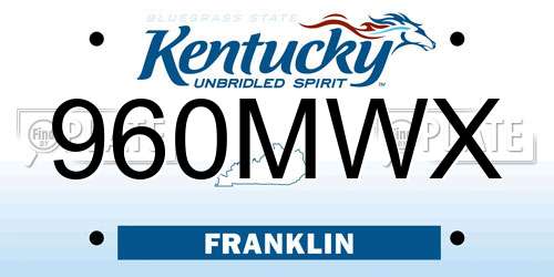 960MWX Kentucky License Plate