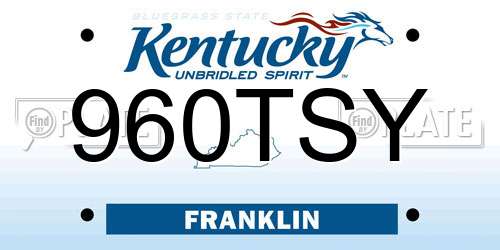 960TSY Kentucky License Plate