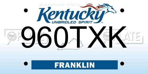 960TXK Kentucky License Plate
