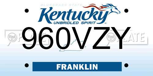 960VZY Kentucky License Plate
