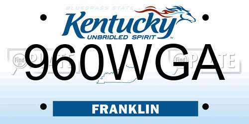 960WGA Kentucky License Plate