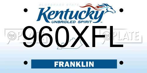 960XFL Kentucky License Plate