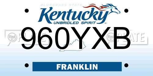 960YXB Kentucky License Plate