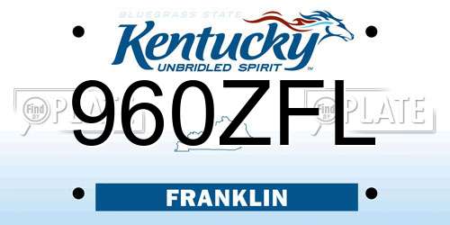 960ZFL Kentucky License Plate
