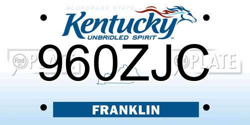 960ZJC Kentucky License Plate