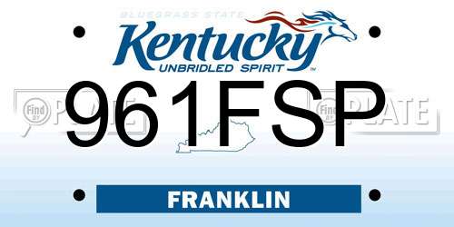 961FSP Kentucky License Plate