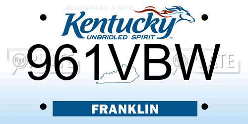 961VBW Kentucky License Plate