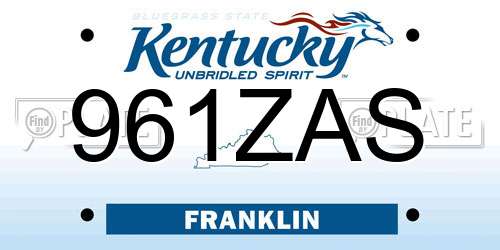 961ZAS Kentucky License Plate