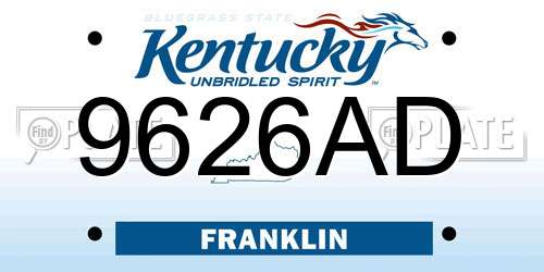 9626AD Kentucky License Plate