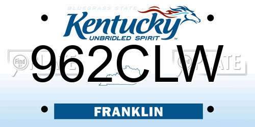 962CLW Kentucky License Plate