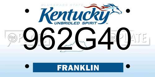 962G40 Kentucky License Plate