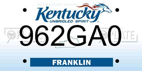 962GA0 Kentucky License Plate