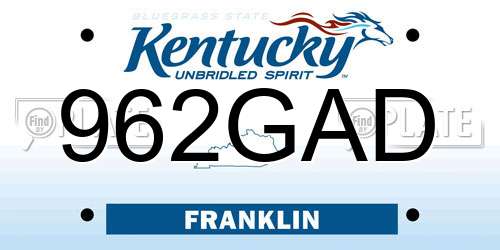 962GAD Kentucky License Plate