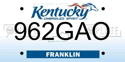 962GAO Kentucky License Plate
