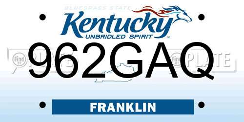 962GAQ Kentucky License Plate