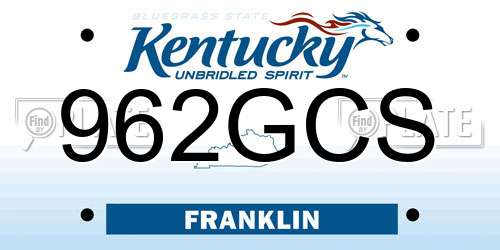 962GCS Kentucky License Plate
