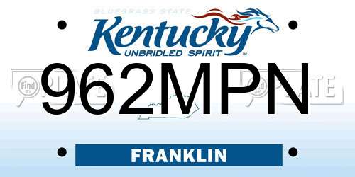962MPN Kentucky License Plate