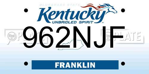962NJF Kentucky License Plate