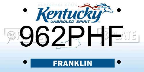 962PHF Kentucky License Plate