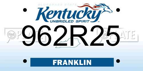962R25 Kentucky License Plate