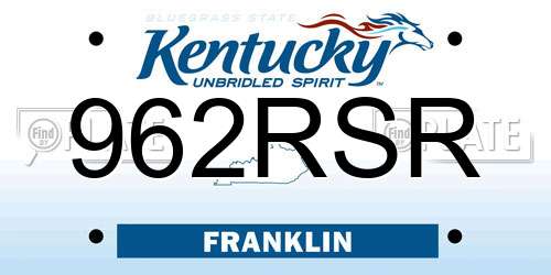 962RSR Kentucky License Plate