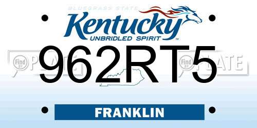 962RT5 Kentucky License Plate