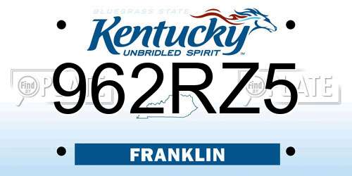 962RZ5 Kentucky License Plate