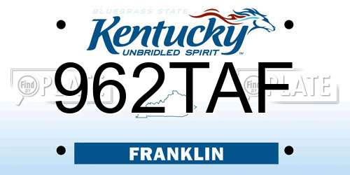 962TAF Kentucky License Plate