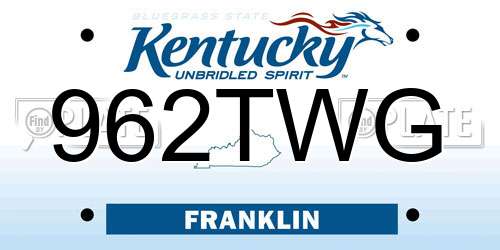 962TWG Kentucky License Plate