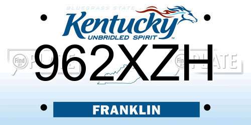962XZH Kentucky License Plate