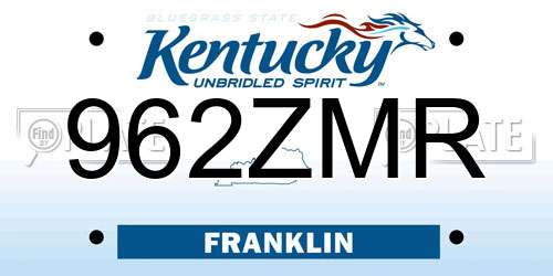 962ZMR Kentucky License Plate