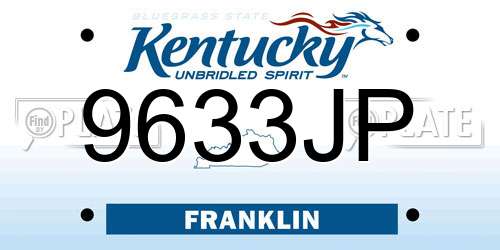 9633JP Kentucky License Plate