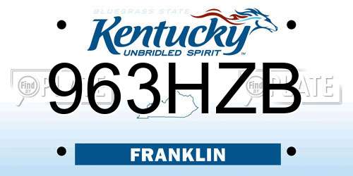 963HZB Kentucky License Plate
