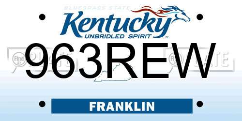 963REW Kentucky License Plate