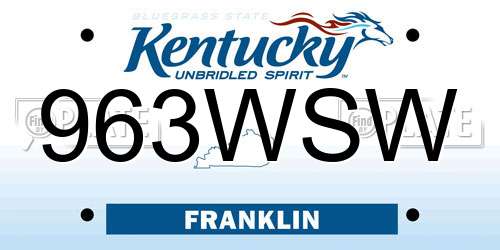 963WSW Kentucky License Plate