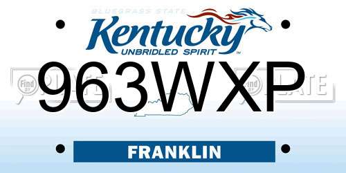 963WXP Kentucky License Plate