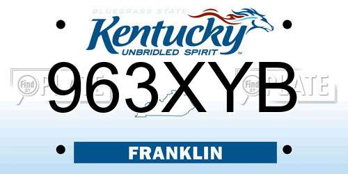 963XYB Kentucky License Plate