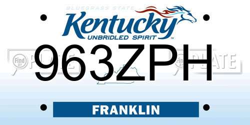 963ZPH Kentucky License Plate