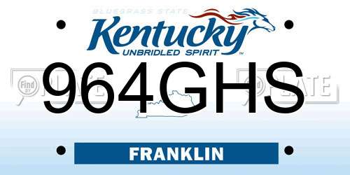 964GHS Kentucky License Plate