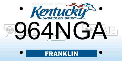 964NGA Kentucky License Plate