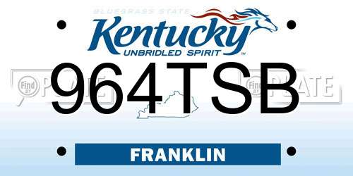 964TSB Kentucky License Plate